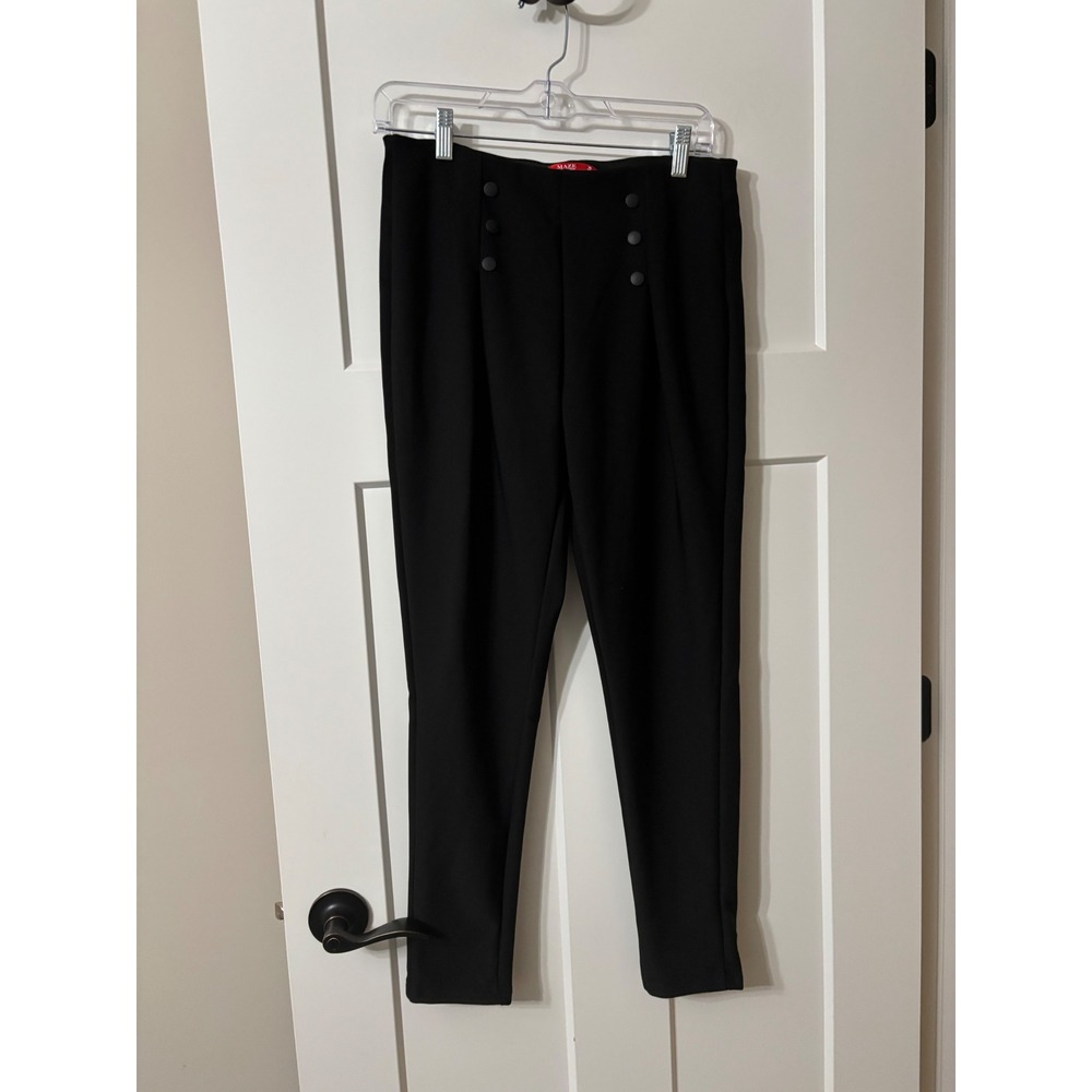 Maze Collection Womens Black‎ High Waisted Sailor Button Trousers Size M